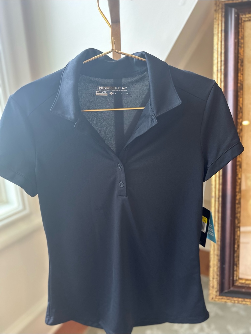 Nike Black Short-Sleeve Button-Front Golf Polo sz small nwt